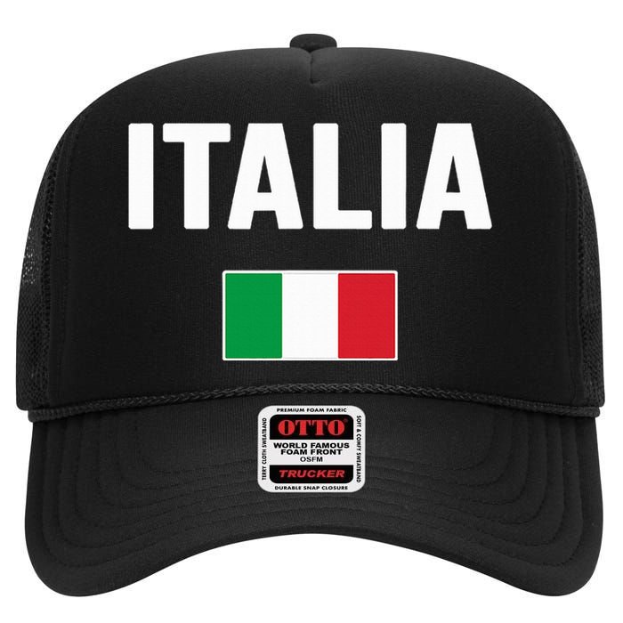 Italy Italian Flag Italia Souvenir High Crown Mesh Back Trucker Hat