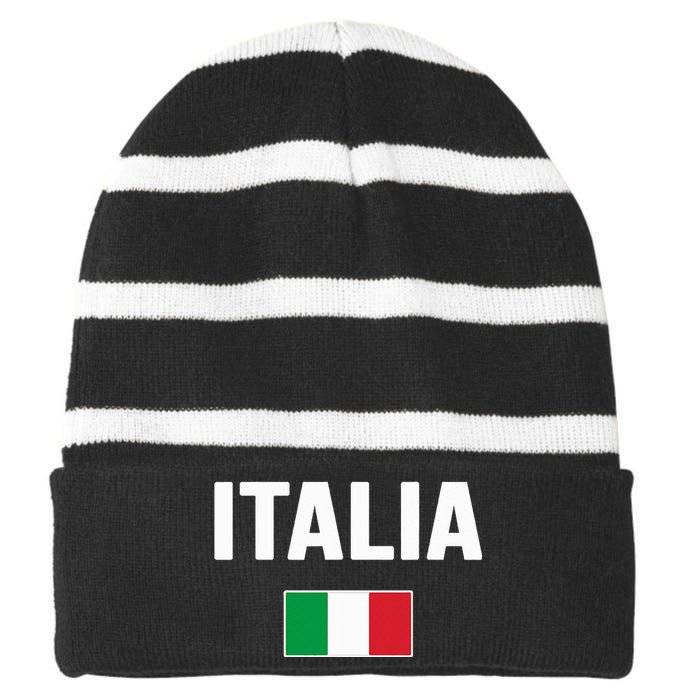 Italy Italian Flag Italia Souvenir Striped Beanie with Solid Band