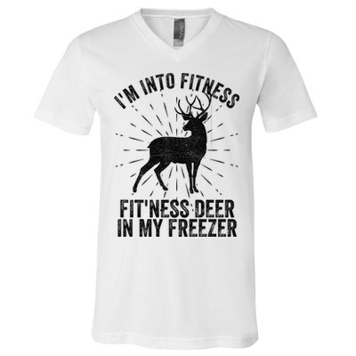 Im Into Fitness Fitness Deer In My Freezer V-Neck T-Shirt