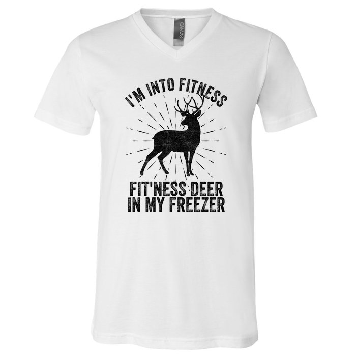 Im Into Fitness Fitness Deer In My Freezer V-Neck T-Shirt