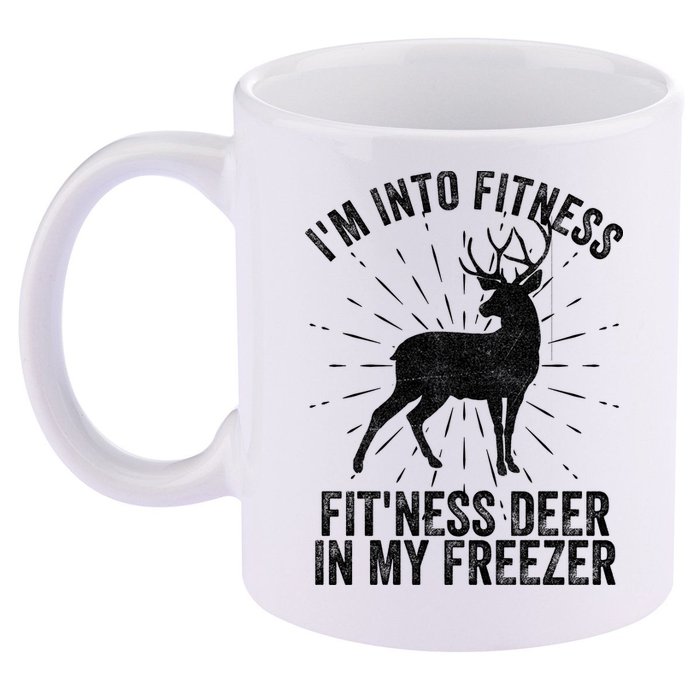 Im Into Fitness Fitness Deer In My Freezer 11oz C Handle Ceramic Mug