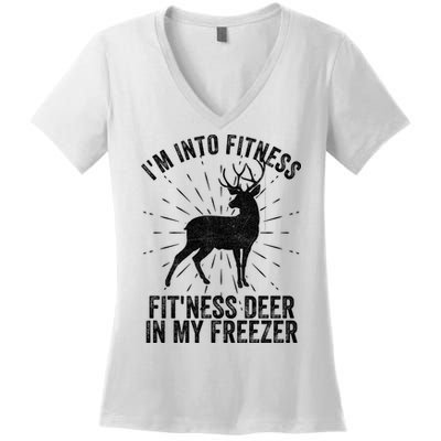 Im Into Fitness Fitness Deer In My Freezer Women's V-Neck T-Shirt