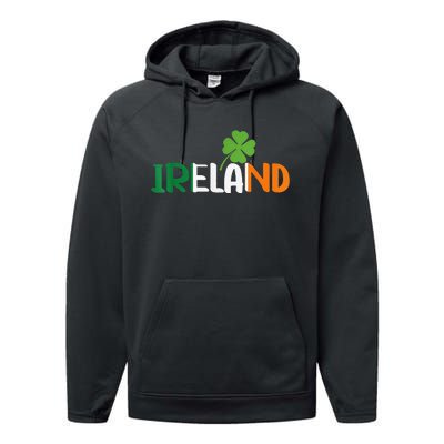 Ireland Irish Flag St Patrick's Day Travel Vacation Europe Performance Fleece Hoodie