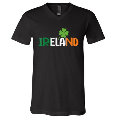 Ireland Irish Flag St Patrick's Day Travel Vacation Europe V-Neck T-Shirt