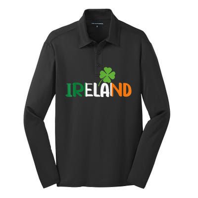 Ireland Irish Flag St Patrick's Day Travel Vacation Europe Silk Touch Performance Long Sleeve Polo