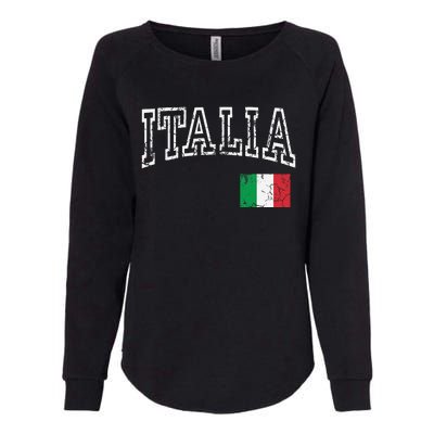 Italia Italian Flag Italy Distressed Womens California Wash Sweatshirt