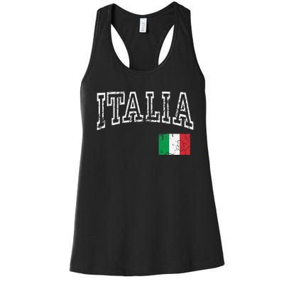 Italia Italian Flag Italy Distressed Women's Racerback Tank