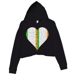 Irish Irish Flag Heart Gift Crop Fleece Hoodie