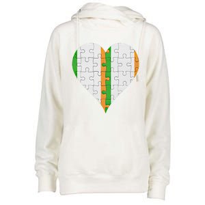 Irish Irish Flag Heart Gift Womens Funnel Neck Pullover Hood