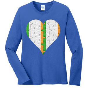 Irish Irish Flag Heart Gift Ladies Long Sleeve Shirt