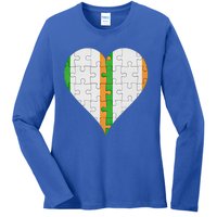 Irish Irish Flag Heart Gift Ladies Long Sleeve Shirt