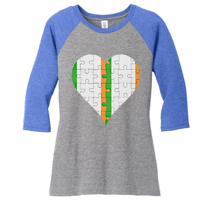 Irish Irish Flag Heart Gift Women's Tri-Blend 3/4-Sleeve Raglan Shirt