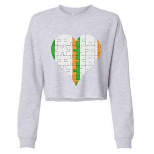 Irish Irish Flag Heart Gift Cropped Pullover Crew