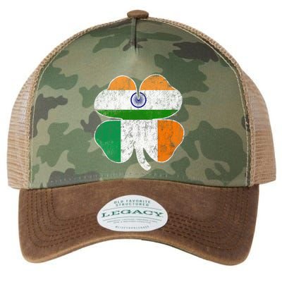 India Ireland Flag Namaste Vintage Shamrock St Patricks Day Funny Gift Legacy Tie Dye Trucker Hat