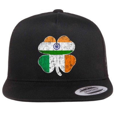 India Ireland Flag Namaste Vintage Shamrock St Patricks Day Funny Gift Flatbill Hat