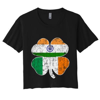 India Ireland Flag Namaste Vintage Shamrock St Patricks Day Funny Gift Crop Top