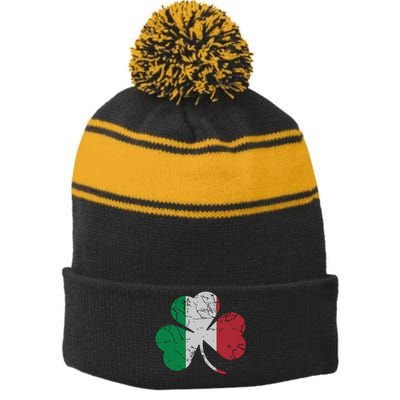 Irish Italian Flag Shamrock St Patricks Day Italy Men Women Stripe Pom Pom Beanie