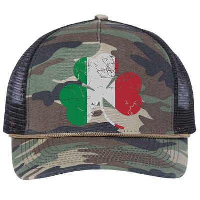 Irish Italian Flag Shamrock St Patricks Day Italy Men Women Retro Rope Trucker Hat Cap