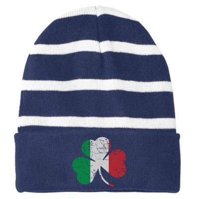 Irish Italian Flag Shamrock St Patricks Day Italy Men Women Striped Beanie with Solid Band