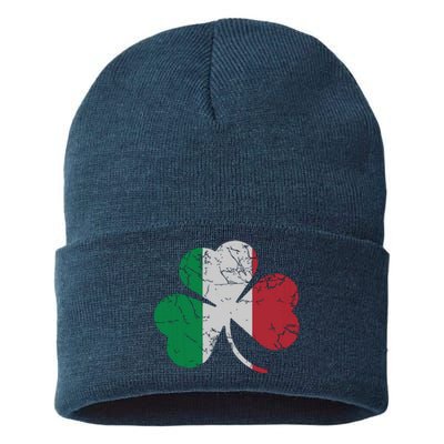 Irish Italian Flag Shamrock St Patricks Day Italy Men Women Sustainable Knit Beanie