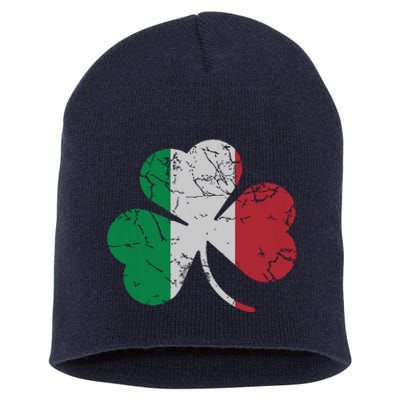 Irish Italian Flag Shamrock St Patricks Day Italy Men Women Short Acrylic Beanie