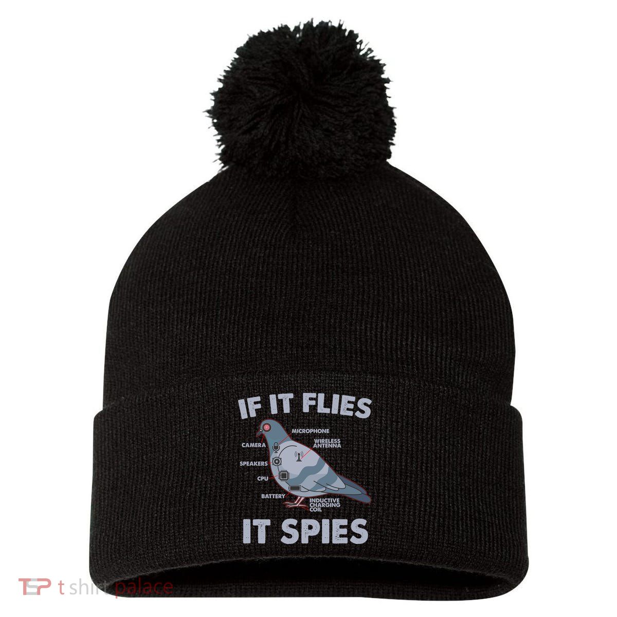 If It Flies It Spies Pom Pom 12in Knit Beanie