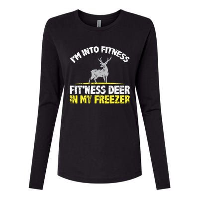 IM Into Fitness Fitting This Deer In My Freezer Funny Womens Cotton Relaxed Long Sleeve T-Shirt