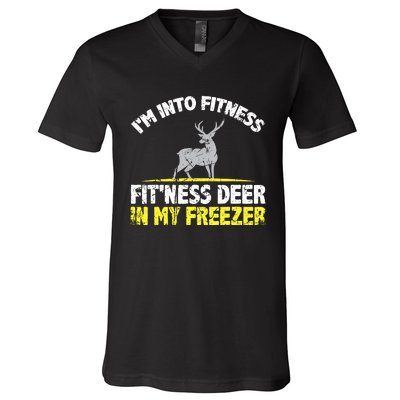 IM Into Fitness Fitting This Deer In My Freezer Funny V-Neck T-Shirt