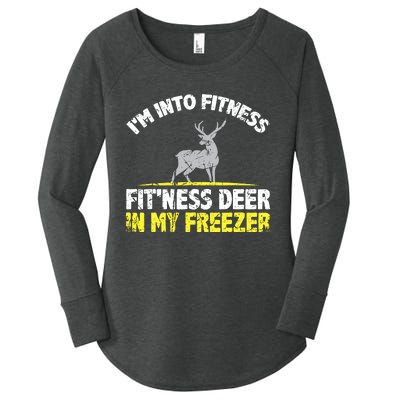 IM Into Fitness Fitting This Deer In My Freezer Funny Women's Perfect Tri Tunic Long Sleeve Shirt