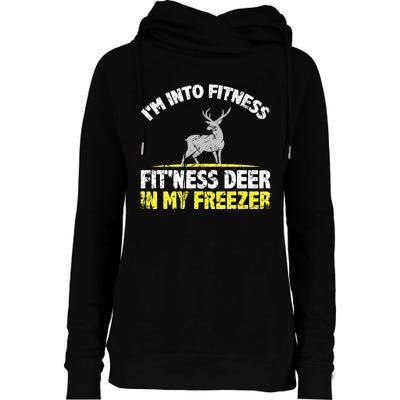 IM Into Fitness Fitting This Deer In My Freezer Funny Womens Funnel Neck Pullover Hood