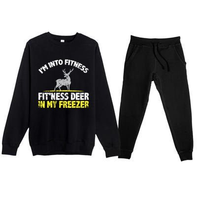 IM Into Fitness Fitting This Deer In My Freezer Funny Premium Crewneck Sweatsuit Set