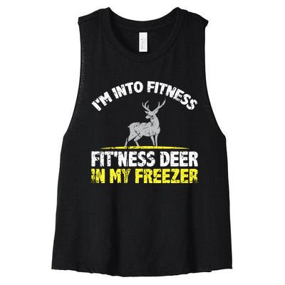 IM Into Fitness Fitting This Deer In My Freezer Funny Women's Racerback Cropped Tank