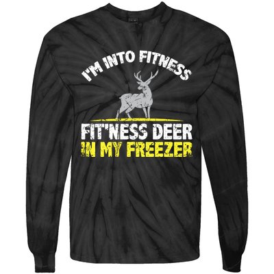 IM Into Fitness Fitting This Deer In My Freezer Funny Tie-Dye Long Sleeve Shirt