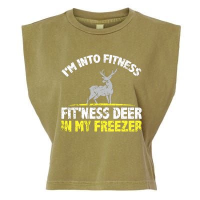 IM Into Fitness Fitting This Deer In My Freezer Funny Garment-Dyed Women's Muscle Tee