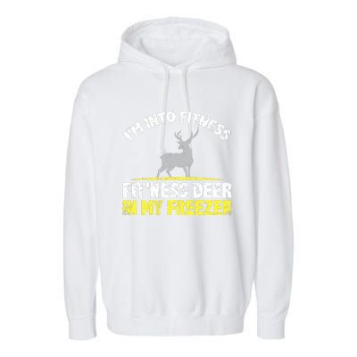 IM Into Fitness Fitting This Deer In My Freezer Funny Garment-Dyed Fleece Hoodie