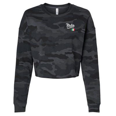 Italia Italian Flag Italy Italiano Family Heritage Men Women Cropped Pullover Crew