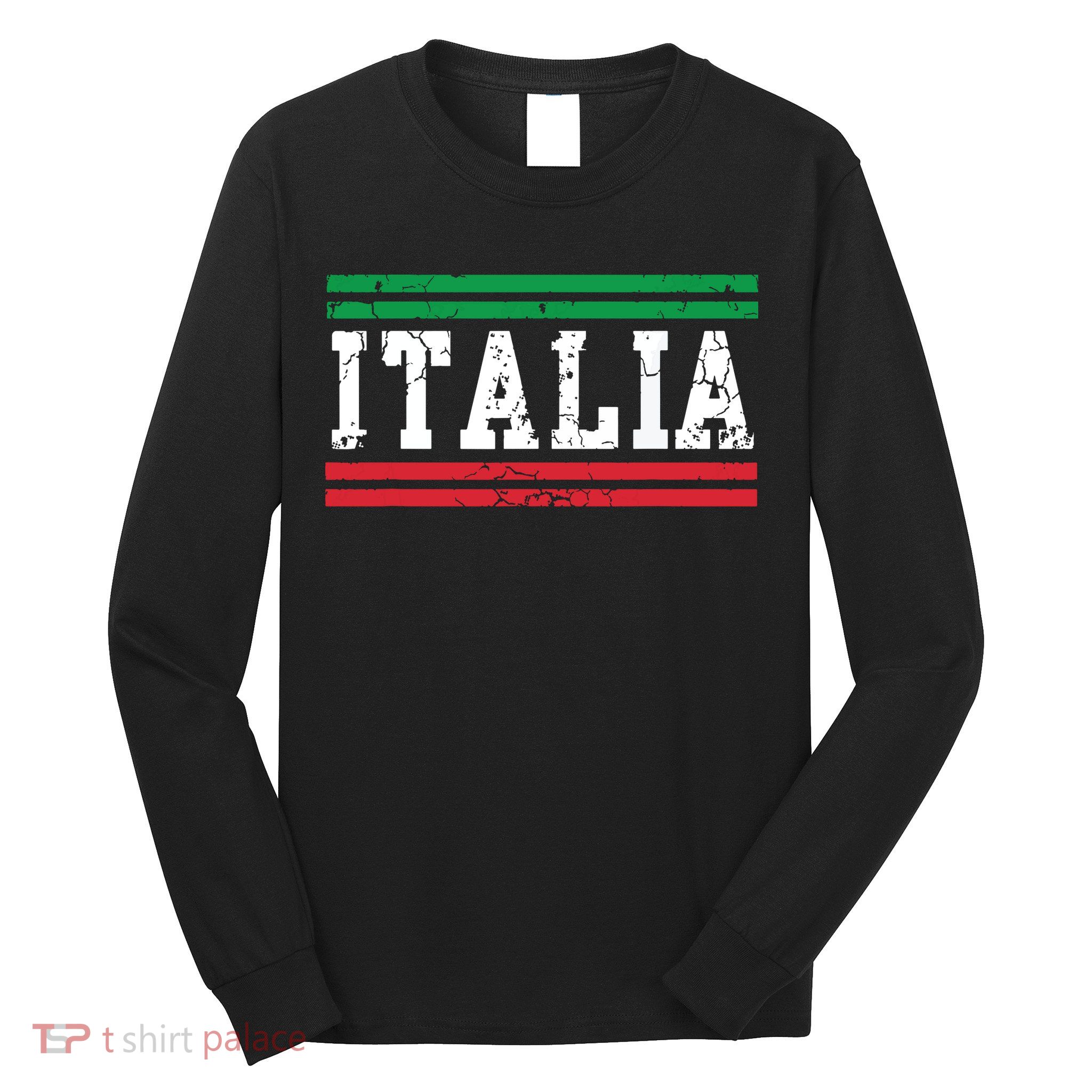 Italia Italian Flag Italy Vintage Distressed Men Women Kids Long Sleeve Shirt