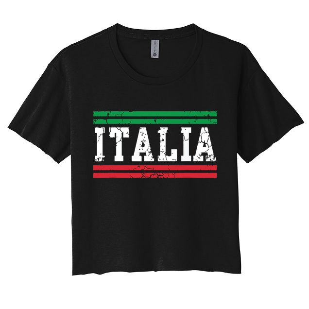 Italia Italian Flag Italy Vintage Distressed Men Women Kids Crop Top