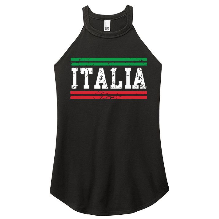 Italia Italian Flag Italy Vintage Distressed Men Women Kids Women's Perfect Tri Rocker Tank