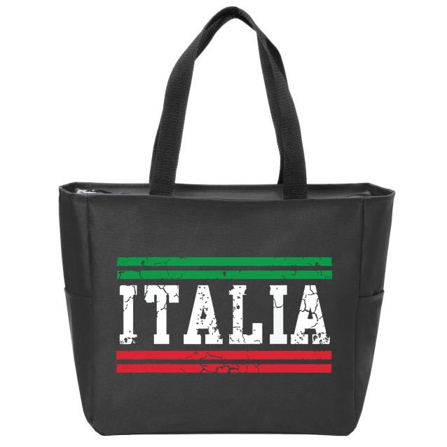 Italia Italian Flag Italy Vintage Distressed Men Women Kids Zip Tote Bag