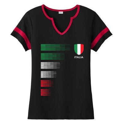 Italia Italy Flag Emblem Italian Pride Ancestry Heritage Ladies Halftime Notch Neck Tee