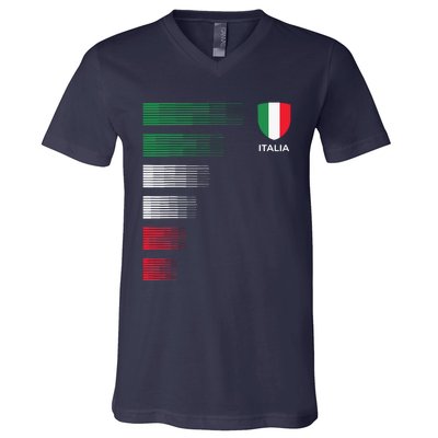 Italia Italy Flag Emblem Italian Pride Ancestry Heritage V-Neck T-Shirt