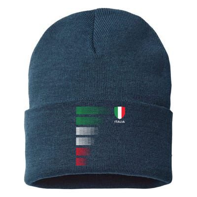 Italia Italy Flag Emblem Italian Pride Ancestry Heritage Sustainable Knit Beanie