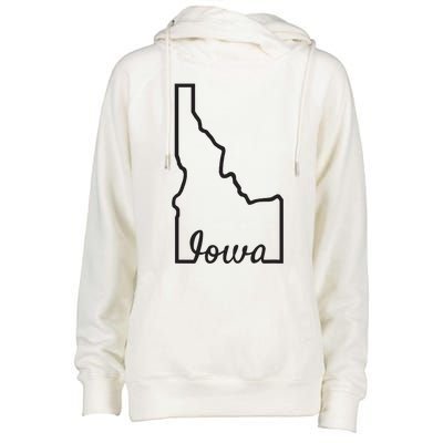 Idaho Iowa Funny Geography Mix Up Joke Idawa State Pride Womens Funnel Neck Pullover Hood