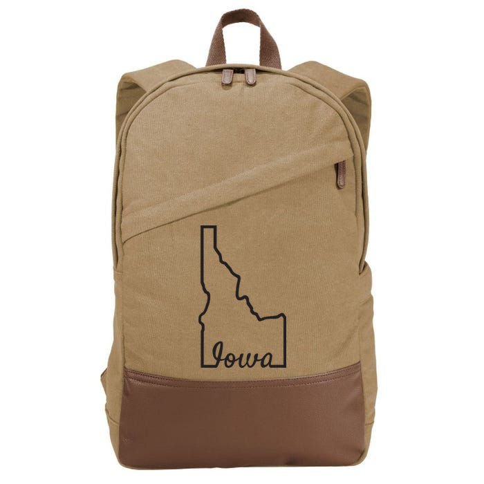 Idaho Iowa Funny Geography Mix Up Joke Idawa State Pride Cotton Canvas Backpack