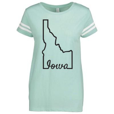 Idaho Iowa Funny Geography Mix Up Joke Idawa State Pride Enza Ladies Jersey Football T-Shirt