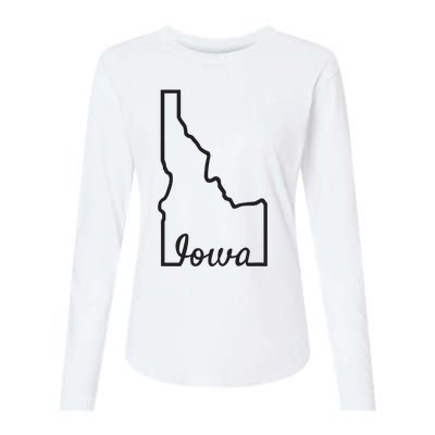 Idaho Iowa Funny Geography Mix Up Joke Idawa State Pride Womens Cotton Relaxed Long Sleeve T-Shirt