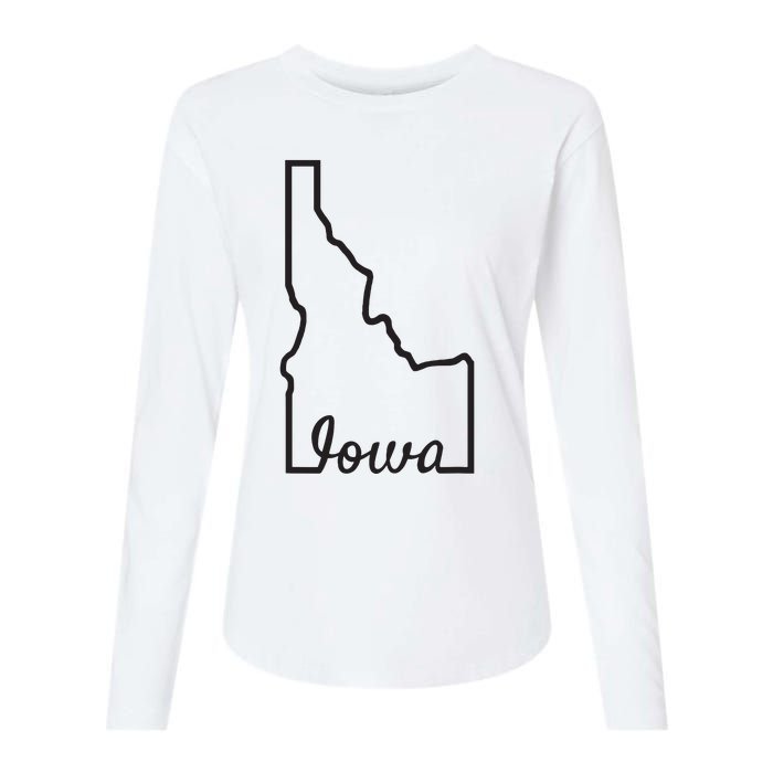 Idaho Iowa Funny Geography Mix Up Joke Idawa State Pride Womens Cotton Relaxed Long Sleeve T-Shirt