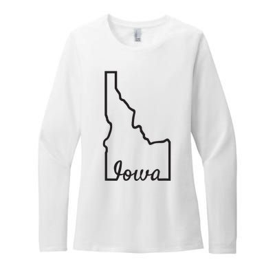 Idaho Iowa Funny Geography Mix Up Joke Idawa State Pride Womens CVC Long Sleeve Shirt