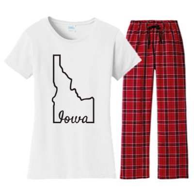 Idaho Iowa Funny Geography Mix Up Joke Idawa State Pride Women's Flannel Pajama Set